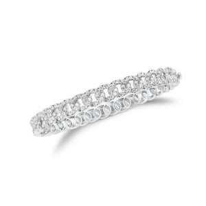 Diamond Curb Chain Bangle Bracelet - 14K white gold weighing 14.35 grams - 145 round diamonds totaling 1.54 carats