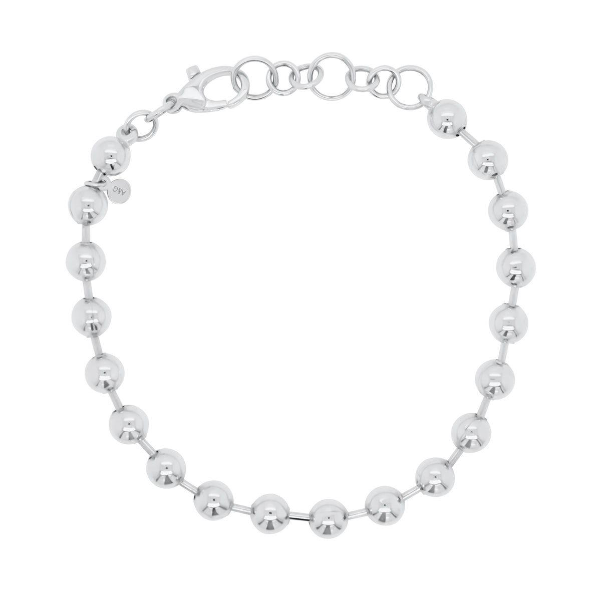 Gold Ball Chain Bracelet - 14K white gold weighing 9.40 grams - 7” chain length - 5mm beads