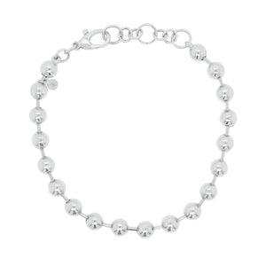 Gold Ball Chain Bracelet - 14K white gold weighing 9.40 grams - 7” chain length - 5mm beads