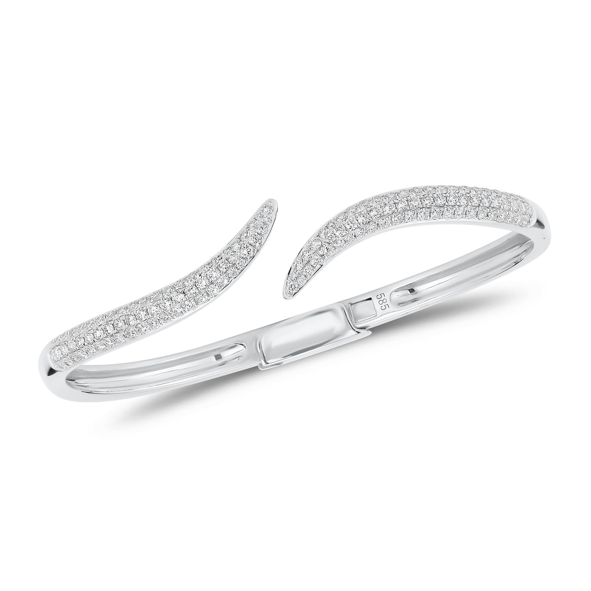 Diamond Wave Bangle -14K white gold weighting 14.45 grams total -130 round diamonds weighing 1.42 carats total