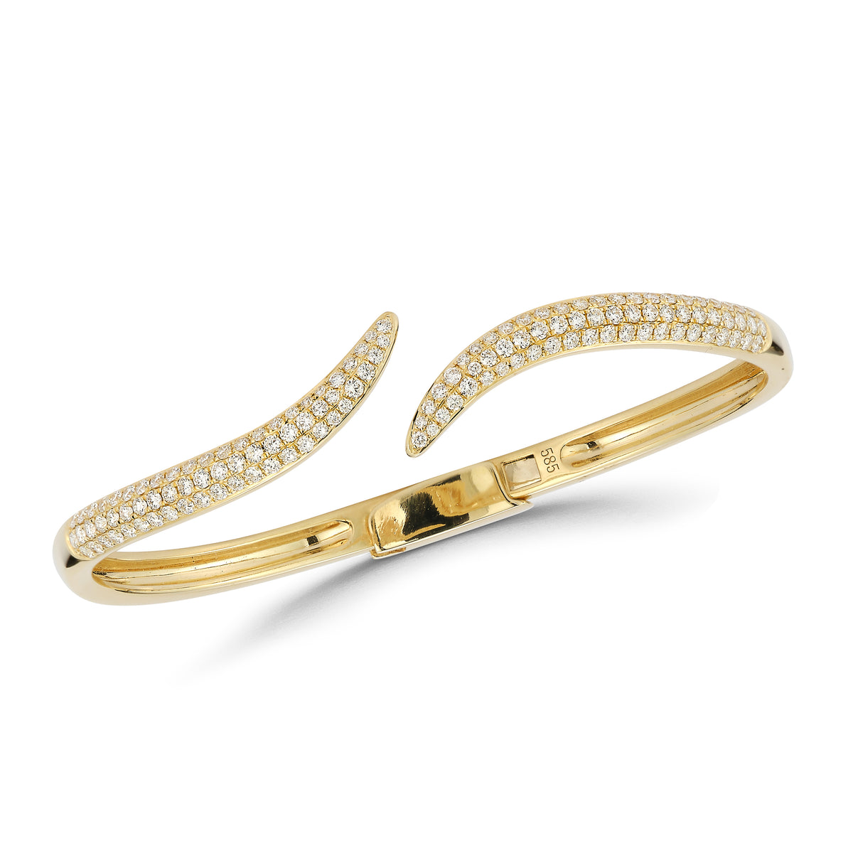 Diamond Wave Bangle -14K yellow gold weighting 14.45 grams total -130 round diamonds weighing 1.42 carats total