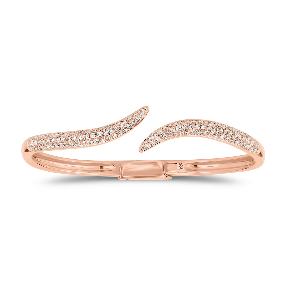 Diamond Wave Bangle -14K rose gold weighting 14.45 grams total -130 round diamonds weighing 1.42 carats total