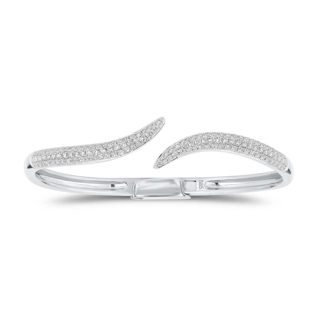 Diamond Wave Bangle -14K white gold weighting 14.45 grams total -130 round diamonds weighing 1.42 carats total