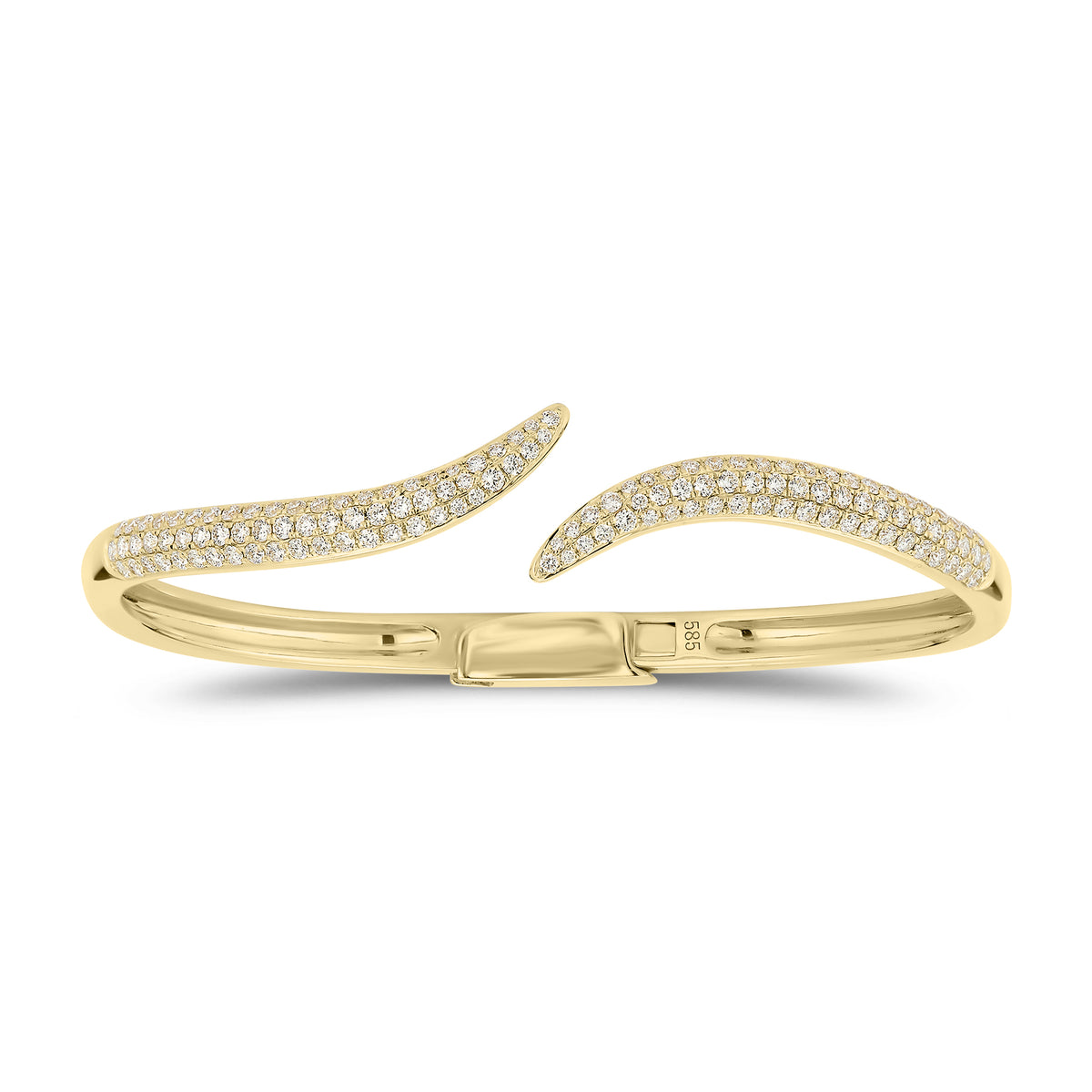 Diamond Wave Bangle -14K yellow gold weighting 14.45 grams total -130 round diamonds weighing 1.42 carats total