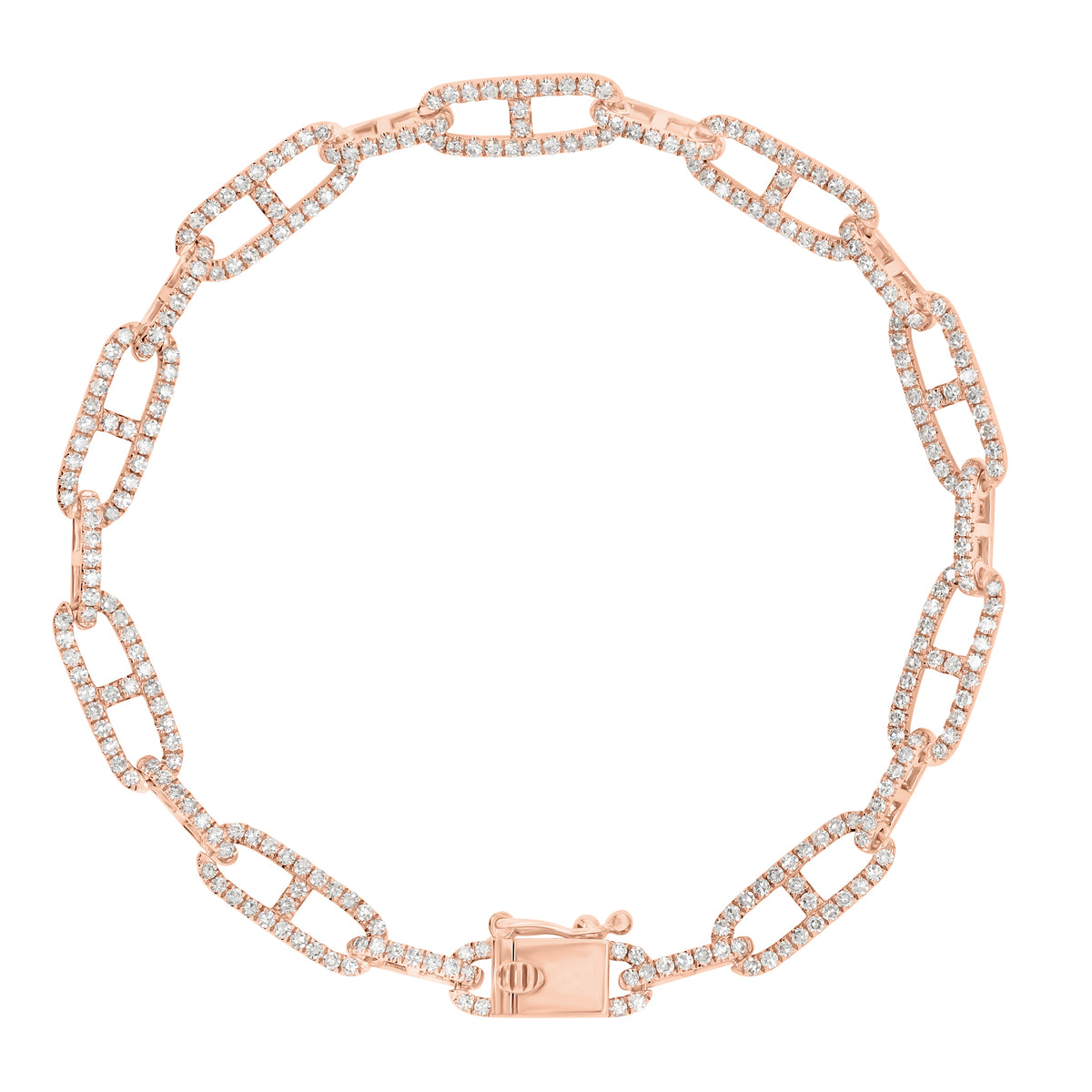 Diamond Tri-Link Bracelet - 14K gold weighing 7.89 grams - 276 round diamonds weighing 1.54 carats