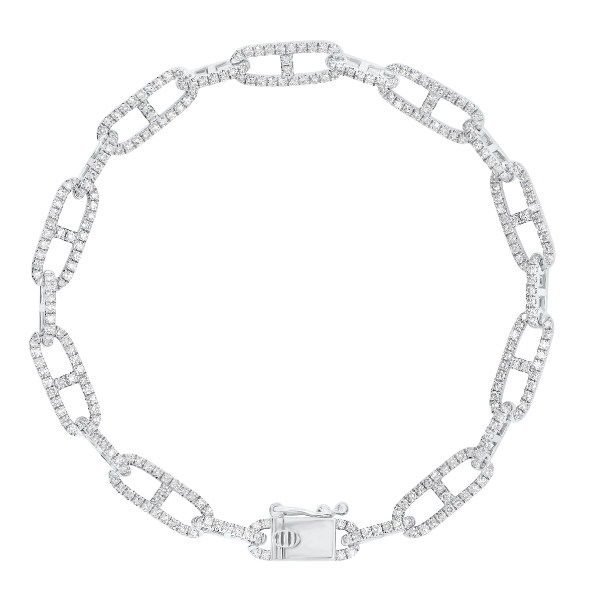 Diamond Tri-Link Bracelet - 14K gold weighing 7.89 grams - 276 round diamonds weighing 1.54 carats