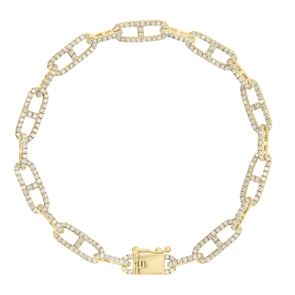 Diamond Tri-Link Bracelet - 14K gold weighing 7.89 grams  - 276 round diamonds weighing 1.54 carats