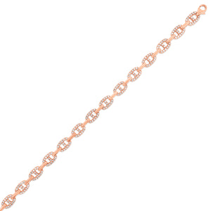 Diamond Classic Chain Link Bracelet - 14K rose gold weighing 13.24 grams - 196 round diamonds totaling 1.83 carats