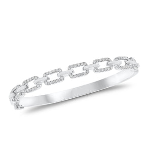 Diamond Paperclip Chain Bangle Bracelet - 14K gold weighing 18.0 grams   - 355 round diamonds weighing 0.63 carats