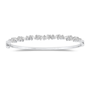 Slim Baguette and Round Diamond Bangle - 14K gold weighing 11.76 grams  - 18 slim baguettes weighing 1.04 carats  - 17 round diamonds weighing 0.37 carats