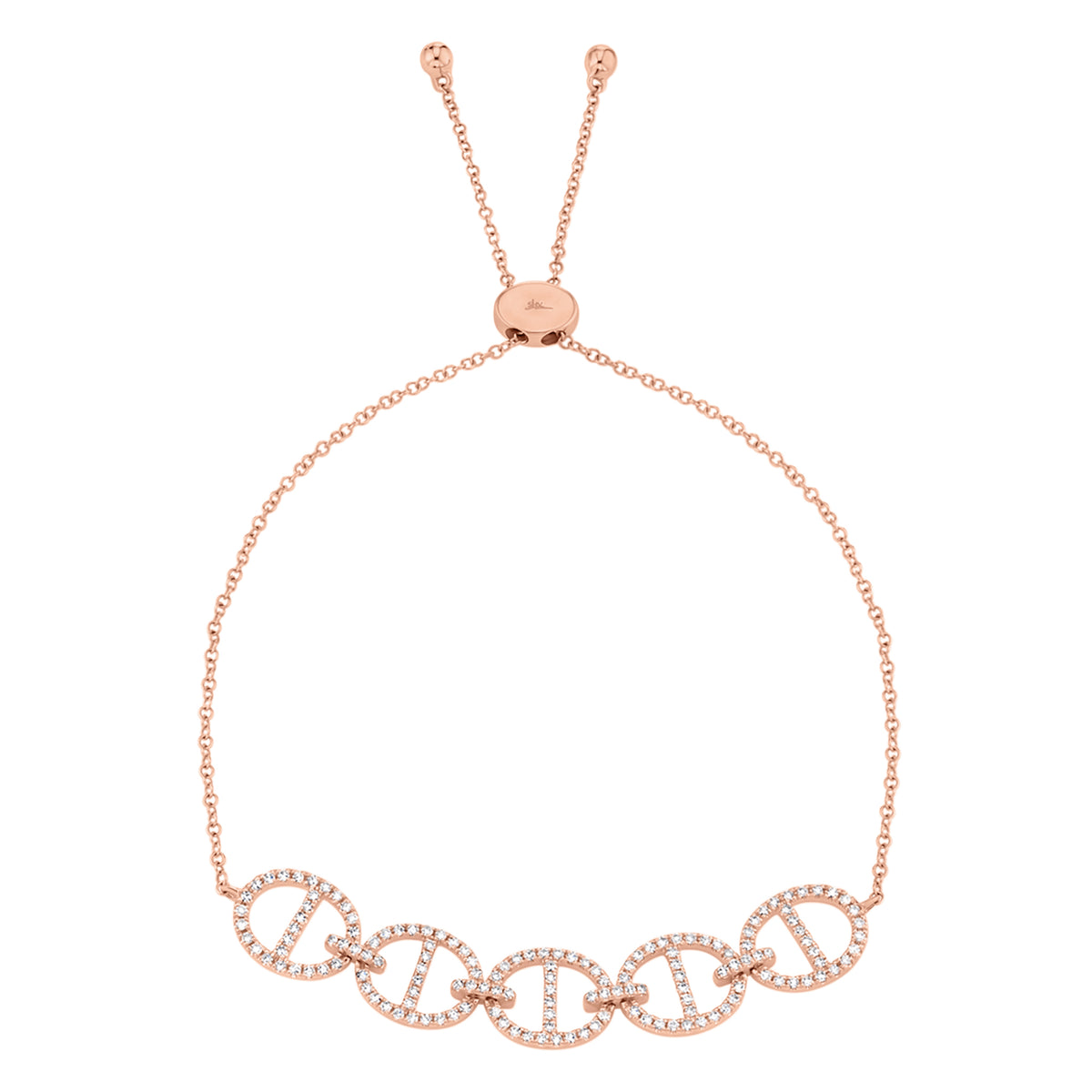 Diamond Adjustable Tri-Link Bracelet - 14K rose gold - 0.45 cts round diamonds