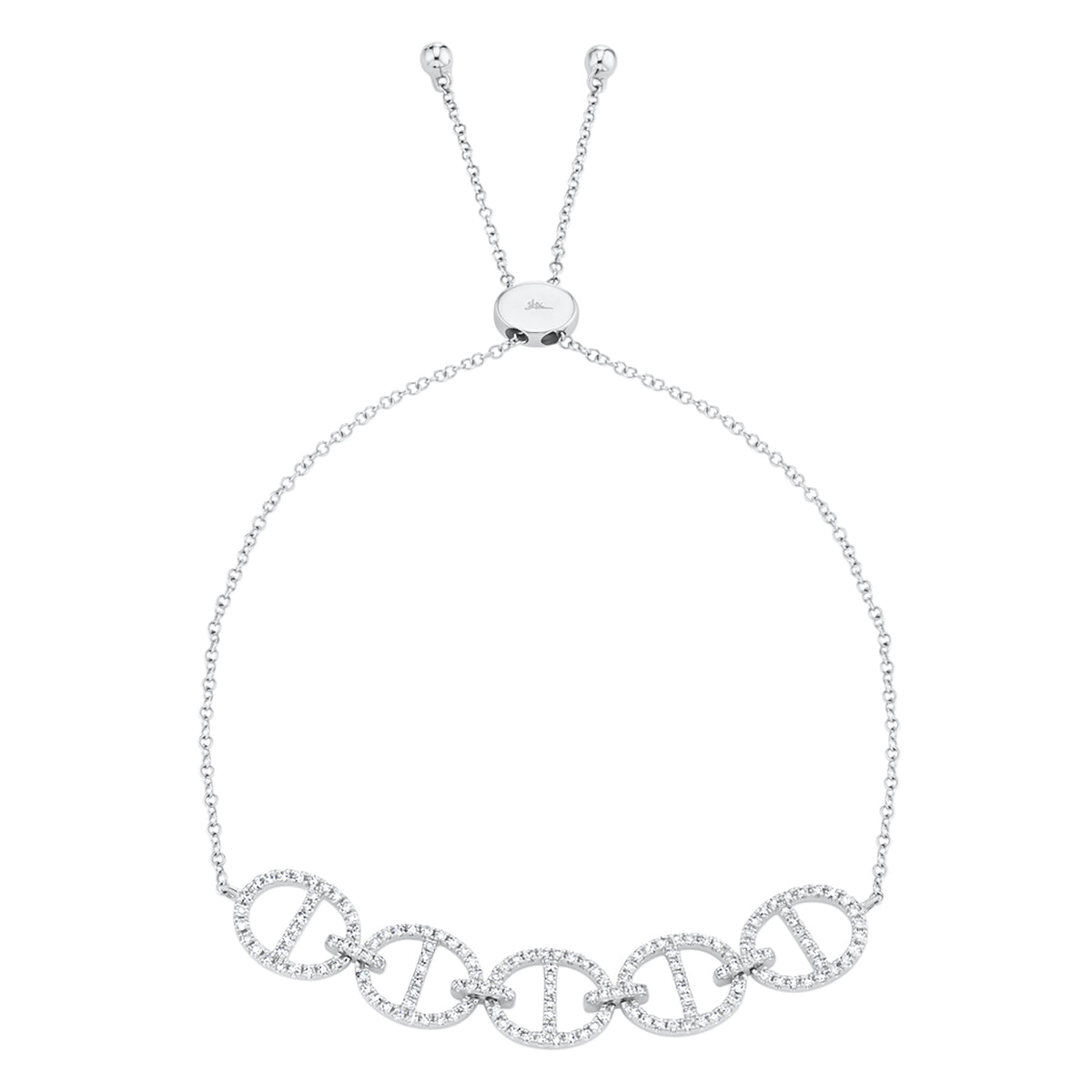 Diamond Adjustable Tri-Link Bracelet - 14K white gold - 0.45 cts round diamonds