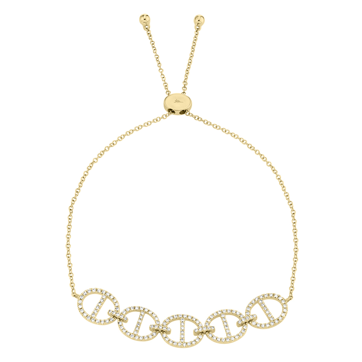 Diamond Adjustable Tri-Link Bracelet - 14K yellow gold - 0.45 cts round diamonds