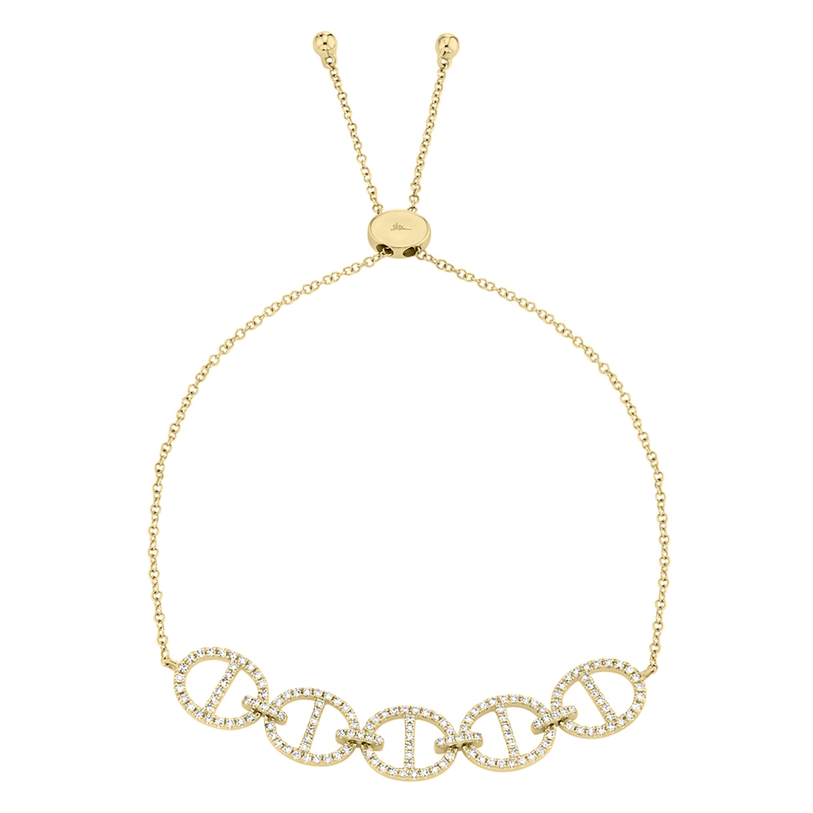 Diamond Adjustable Tri-Link Bracelet - 14K yellow gold - 0.45 cts round diamonds