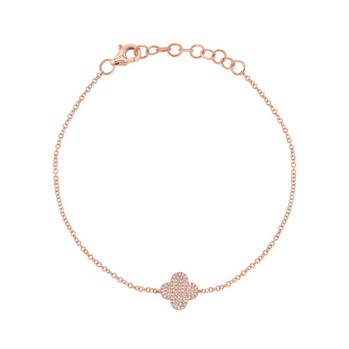 Diamond Flower Fashion Bracelet - 14K rose gold weighing 1.10 grams - 0.16 cts round diamonds
