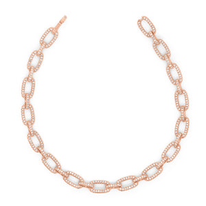 Diamond Classic Chain Link Bracelet - 14K rose gold weighing 8.90 grams - 368 round diamonds totaling 1.21 carats