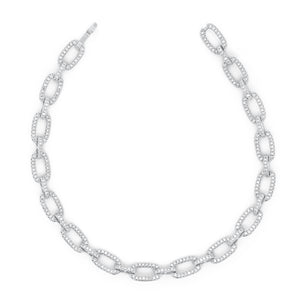 Diamond Classic Chain Link Bracelet - 14K white gold weighing 8.90 grams - 368 round diamonds totaling 1.21 carats