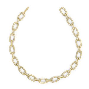 Diamond Classic Chain Link Bracelet - 14K yellow gold weighing 8.90 grams - 368 round diamonds totaling 1.21 carats