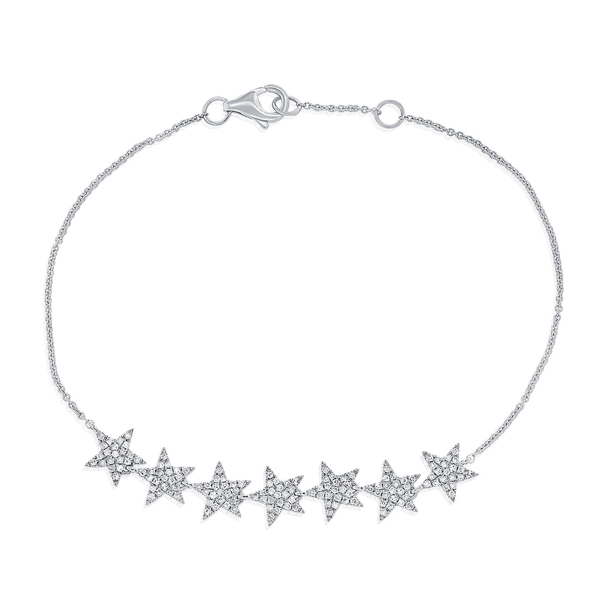 Diamond Multi-Star Bracelet - 14K white gold weighing 2.05 grams - 147 round diamonds totaling 0.38 carats.