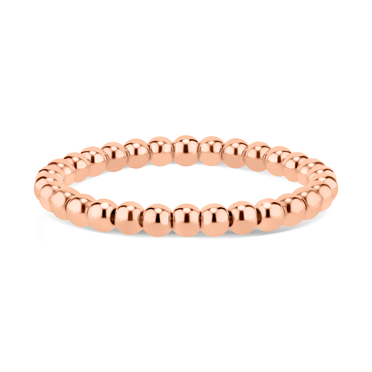 Gold Large Bead Stretch Bracelet - 7MM beads - 18K rose gold weighing 7.05 grams