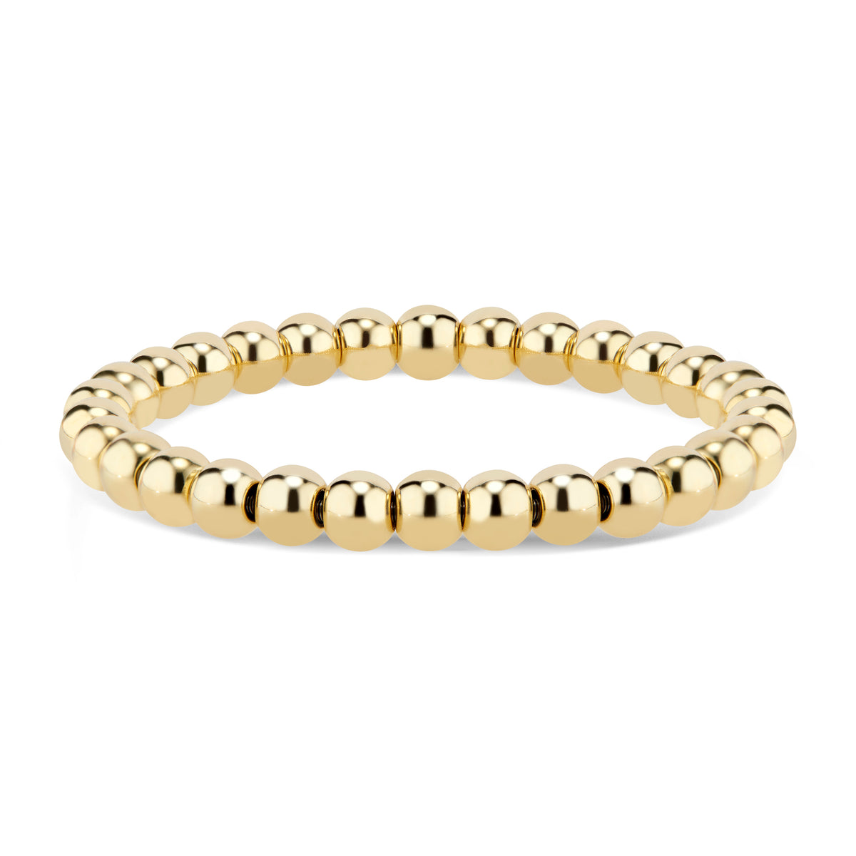 Gold Large Bead Stretch Bracelet - 7MM beads - 18K yellow gold weighing 7.05 grams