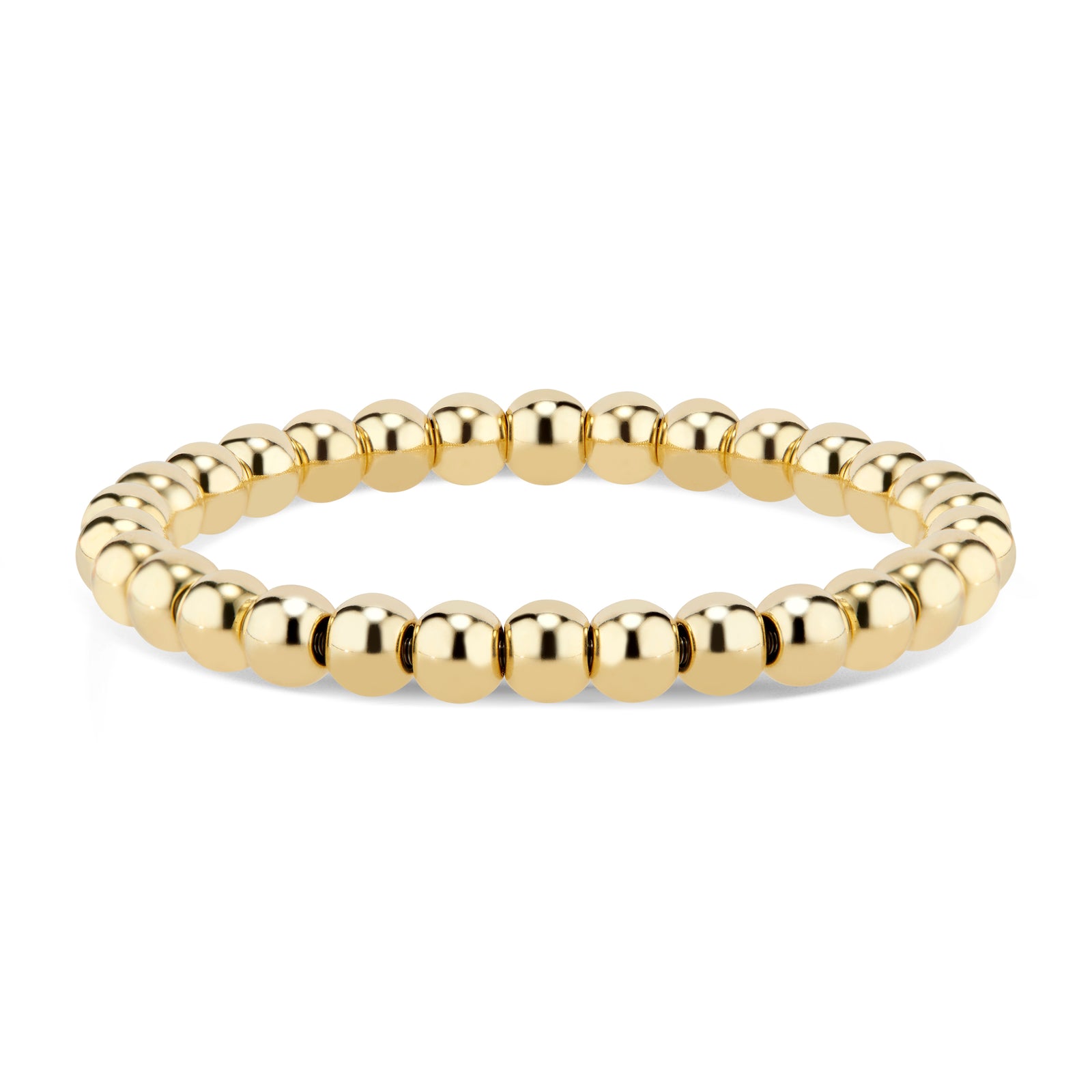 Gold Large Bead Stretch Bracelet - 7MM beads - 18K yellow gold weighing 7.05 grams