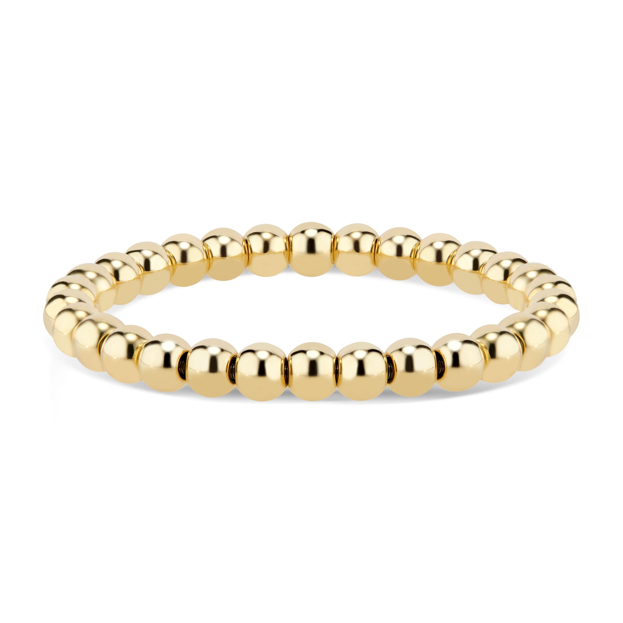 Gold Large Bead Stretch Bracelet - 7MM beads - 18K yellow gold weighing 7.05 grams