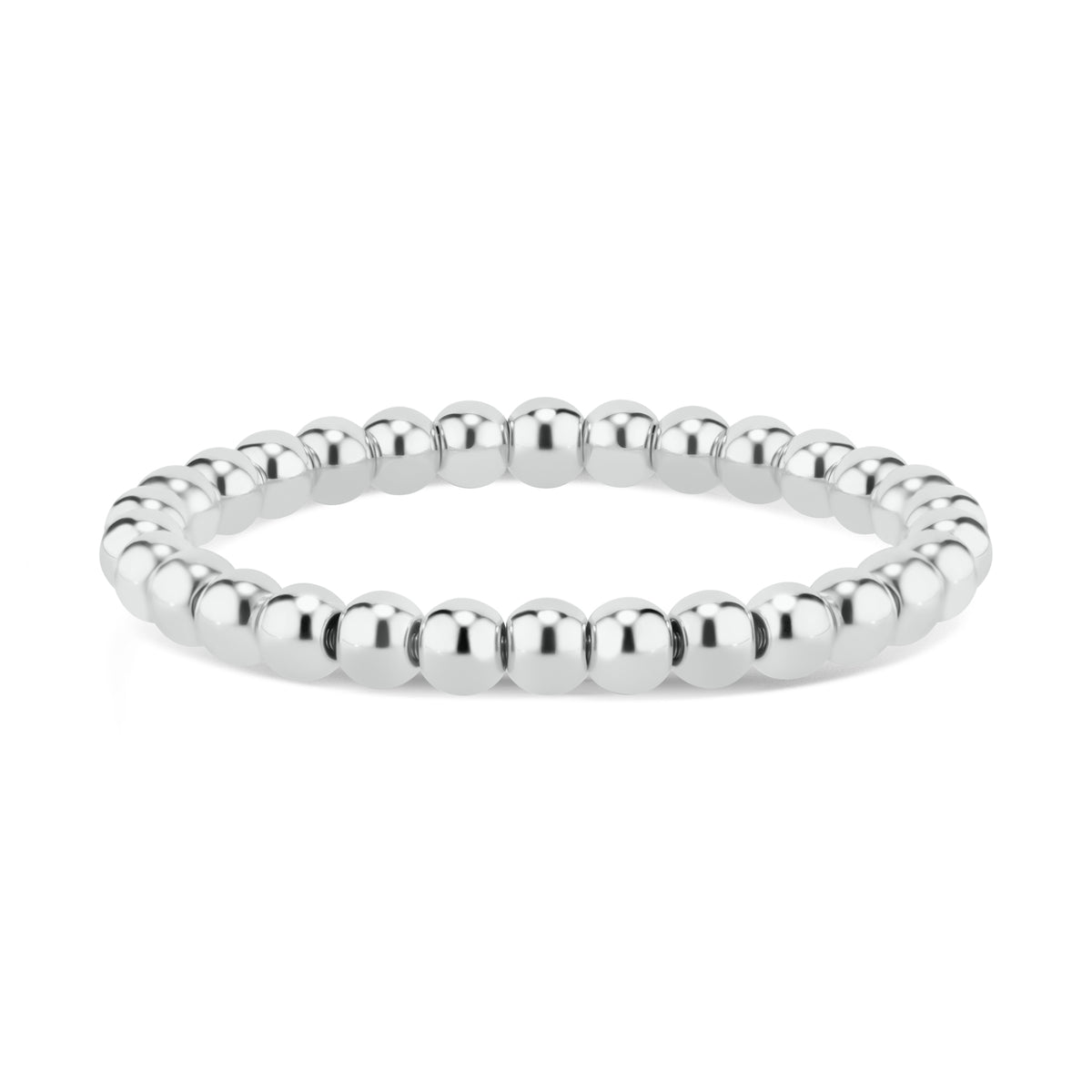Gold Large Bead Stretch Bracelet - 7MM beads - 18K white gold weighing 7.05 grams