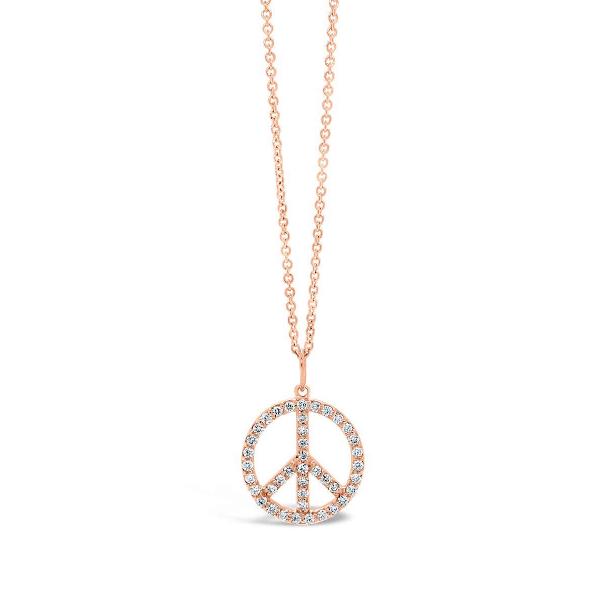 Diamond Peace Sign Pendant  - 14 kt gold weighing 1.40 grams  - 41 round diamonds 0.39 total carat weight