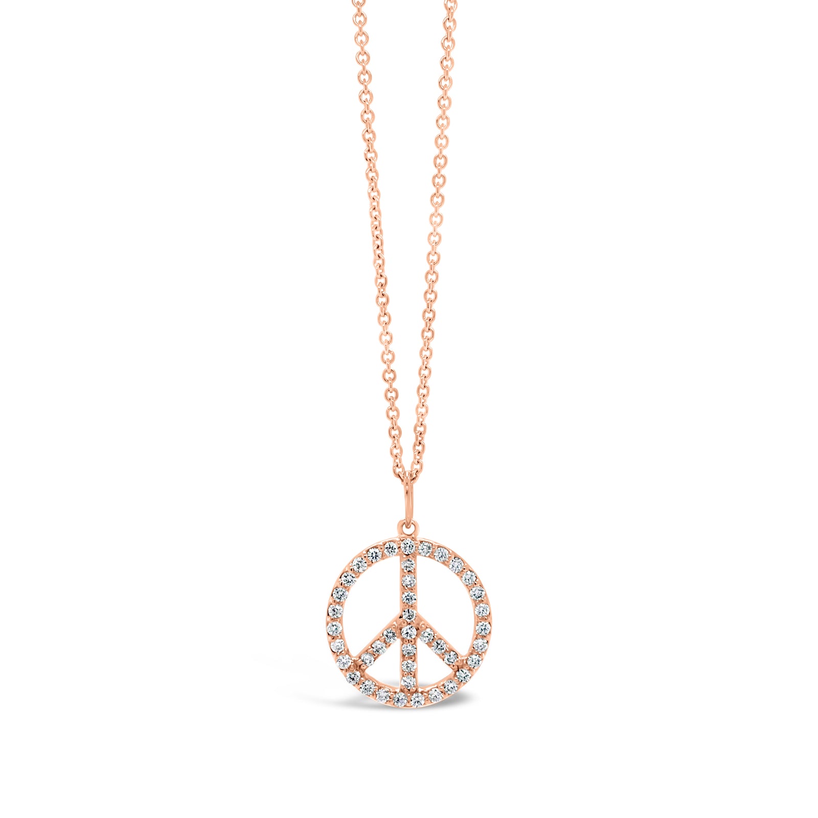 Diamond Peace Sign Pendant  - 14 kt gold weighing 1.40 grams  - 41 round diamonds 0.39 total carat weight
