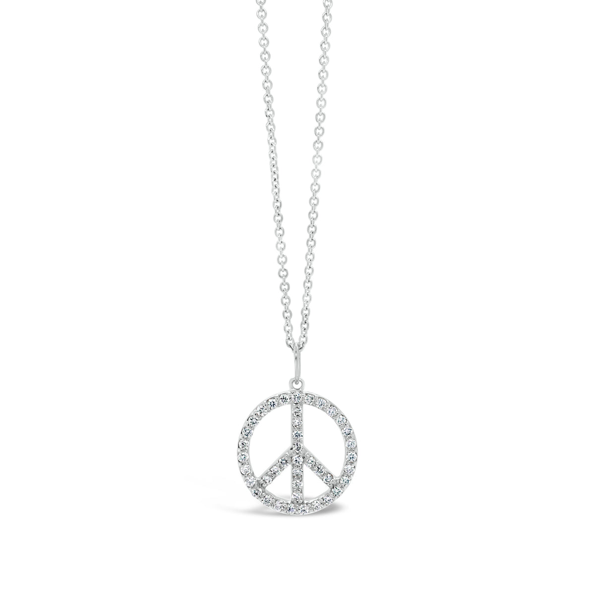 Diamond Peace Sign Pendant  - 14 kt gold weighing 1.40 grams  - 41 round diamonds 0.39 total carat weight