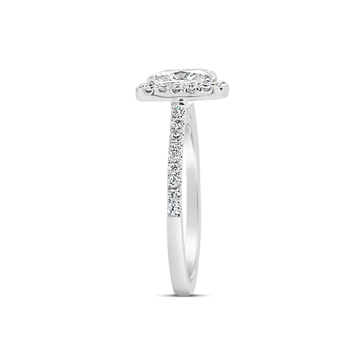 Cushion Halo Diamond Engagement Ring  -18K weighting 2.62 GR  - 36 round diamonds totaling .33 carats