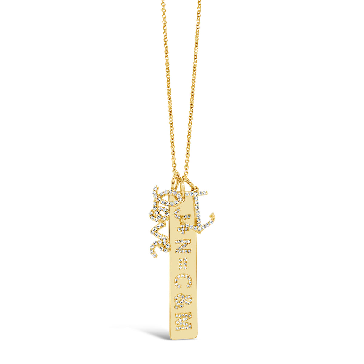 Diamond Anchor Pendant -19 round diamonds totaling 0.10 carats -14kt yellow gold with a total weight of 0.5 grams