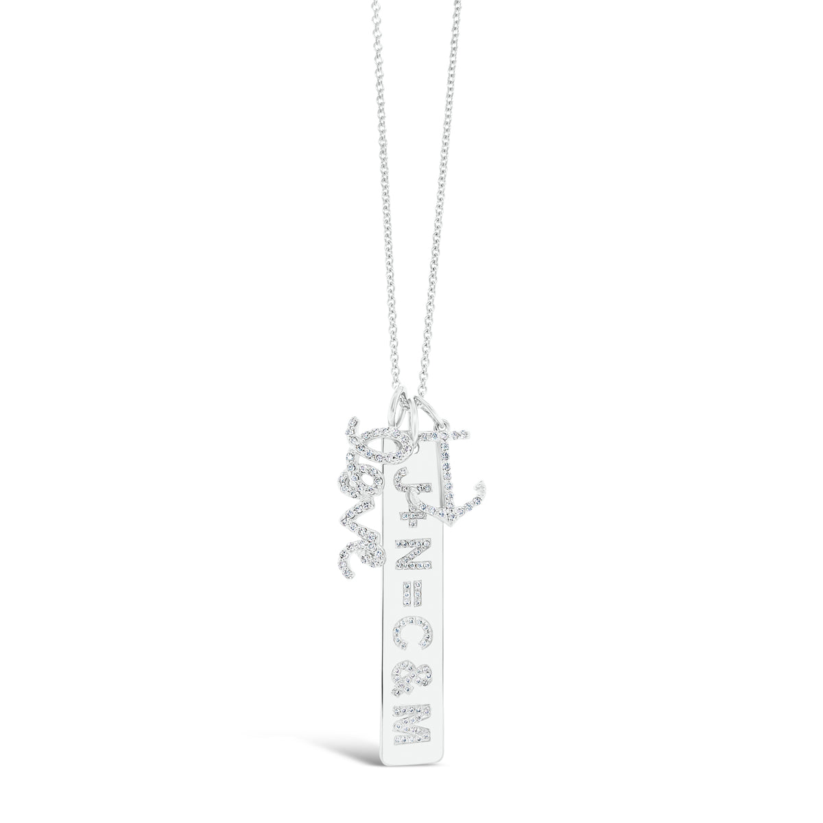 Diamond Anchor Pendant -19 round diamonds totaling 0.10 carats -14kt white gold with a total weight of 0.5 grams