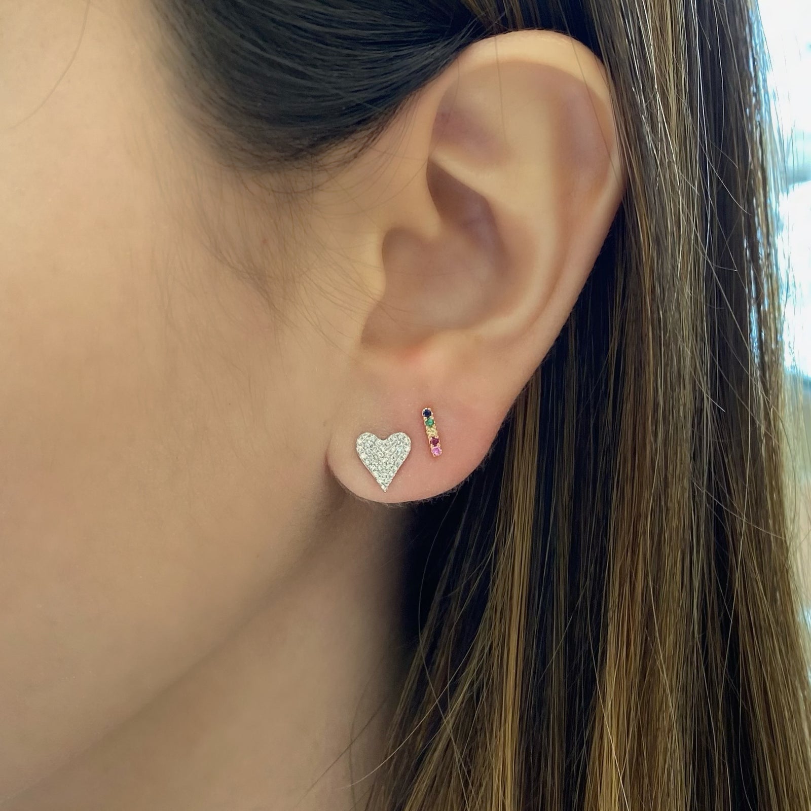 Rainbow Bar Earrings - 0.07 total carat weight. Available in yellow, white, and rose gold.