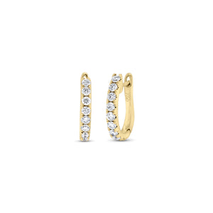Diamond medium simple huggie earrings - 18K gold weighing 2.11 grams  - 18 round diamonds totaling 0.46 carats