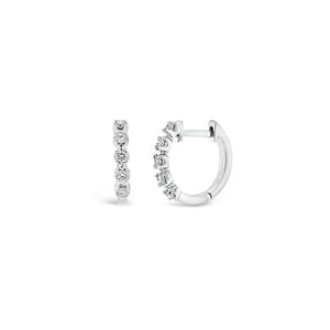 Diamond 5-Stone Huggie Earrings - 14K gold weighing 1.54 grams  - 10 round diamonds totaling 0.16 carats