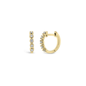 Diamond 5-Stone Huggie Earrings - 14K gold weighing 1.54 grams  - 10 round diamonds totaling 0.16 carats