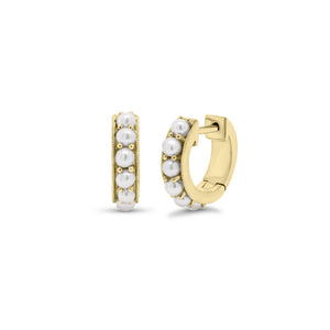 Pearl huggie earrings - 14K gold weighing 3.30 grams  - 12 pearls