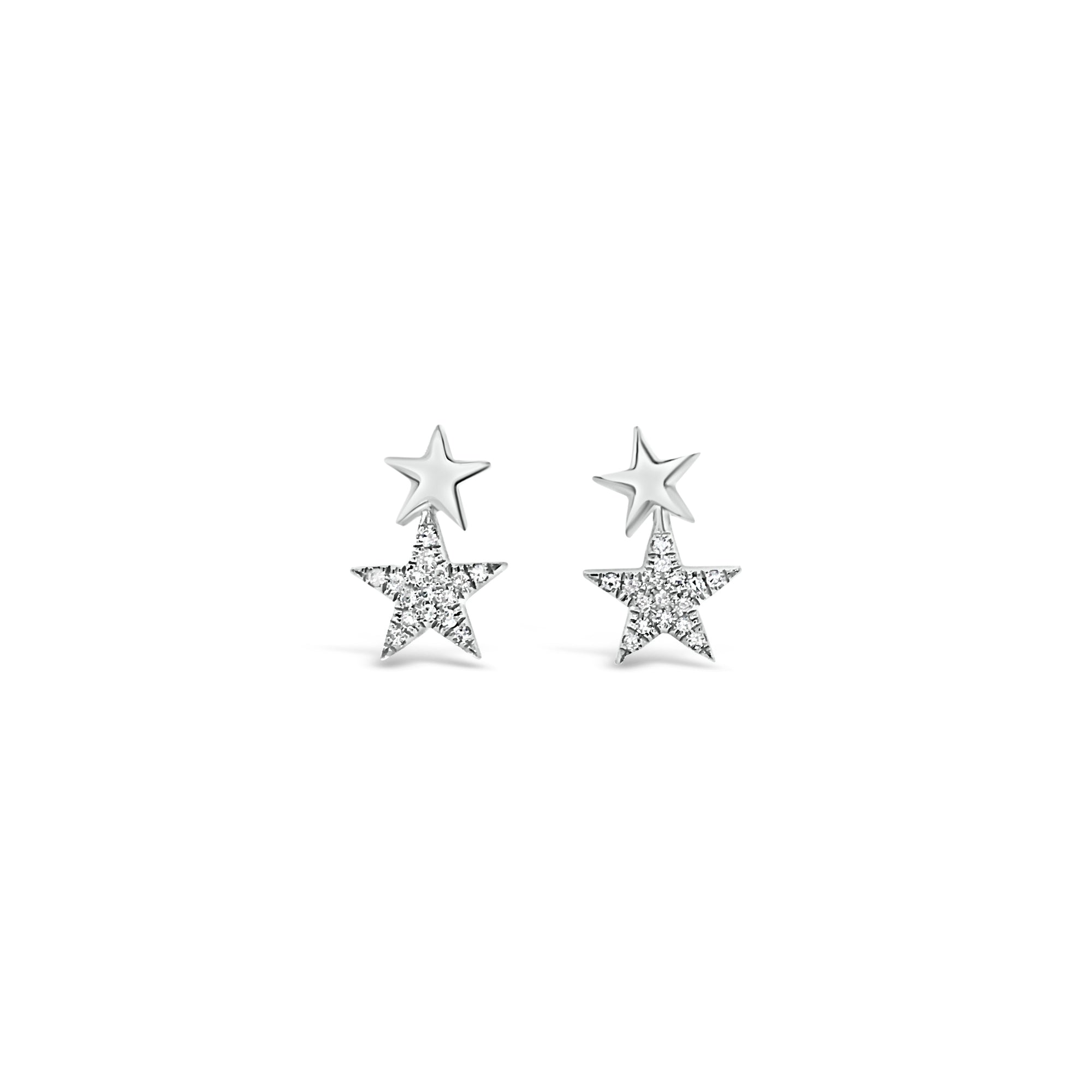 Diamond & Gold Star Crawler Earrings -14K white gold weighing 1.76 grams -32 round diamonds totaling 0.07 carats