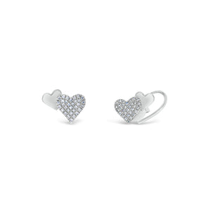 Diamond Double Heart Climbers - 14K gold weighing 1.92 grams - 0.14 total carat weight on diamonds.