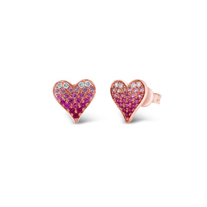 Pink Sapphire & Diamond Heart Stud Earrings - 14k rose gold weighing 1.99 grams - 0.56 total carat weight (pink sapphires) - 0.09 total carat weight (diamonds)