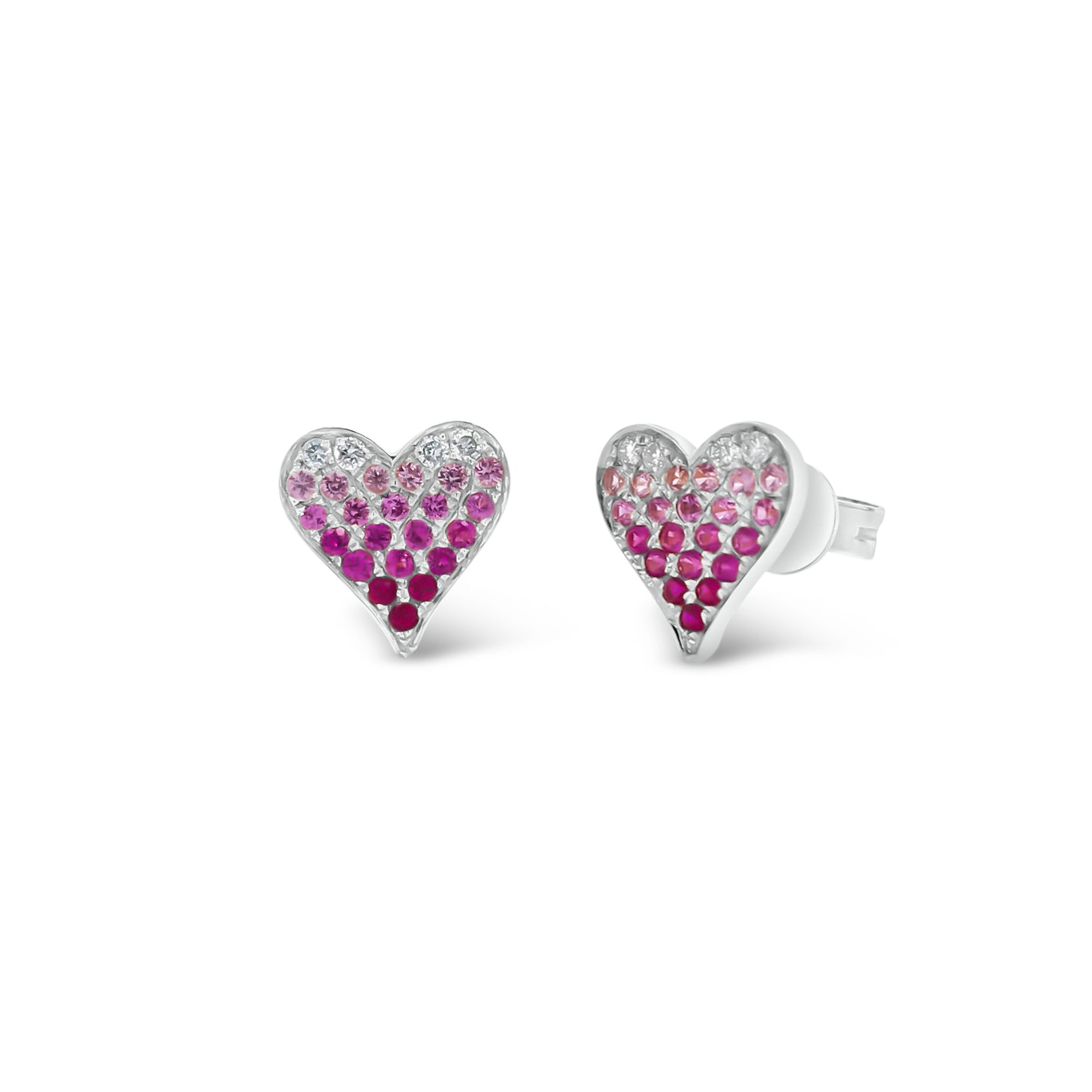 Pink Sapphire & Diamond Heart Stud Earrings - 14k rose gold weighing 1.99 grams - 0.56 total carat weight (pink sapphires) - 0.09 total carat weight (diamonds)