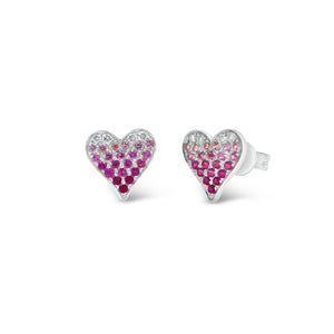 Pink Sapphire & Diamond Heart Stud Earrings - 14k white gold weighing 1.99 grams - 0.56 total carat weight (pink sapphires) - 0.09 total carat weight (diamonds)