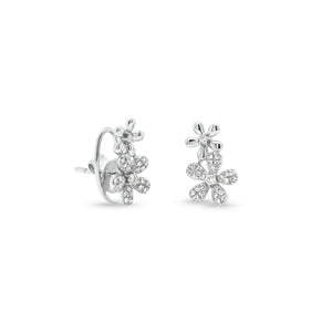 Diamond Double Flower Climbers - 14k white gold weighing 1.92 grams - 54 round diamonds with 0.17 total carat weight
