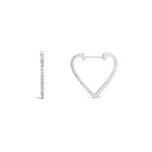 Diamond Open Heart Hoop Earrings - 14K gold weighing 1.49 grams  - 38 round diamonds totaling 0.11 carats