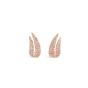 Diamond Claw Stud Earrings -14K rose gold weighing 1.99 grams -138 round diamonds totaling 0.30 carats