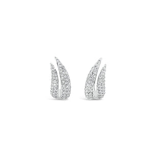 Diamond Claw Stud Earrings -14K white gold weighing 1.99 grams -138 round diamonds totaling 0.30 carats