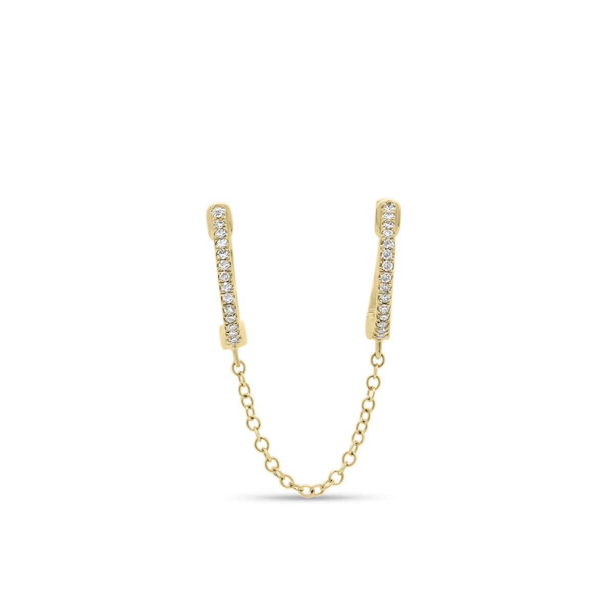 Diamond Double-Piercing Huggie Earring - 14K yellow gold weighing 1.54 grams  - 30 round diamonds totaling 0.14 carats