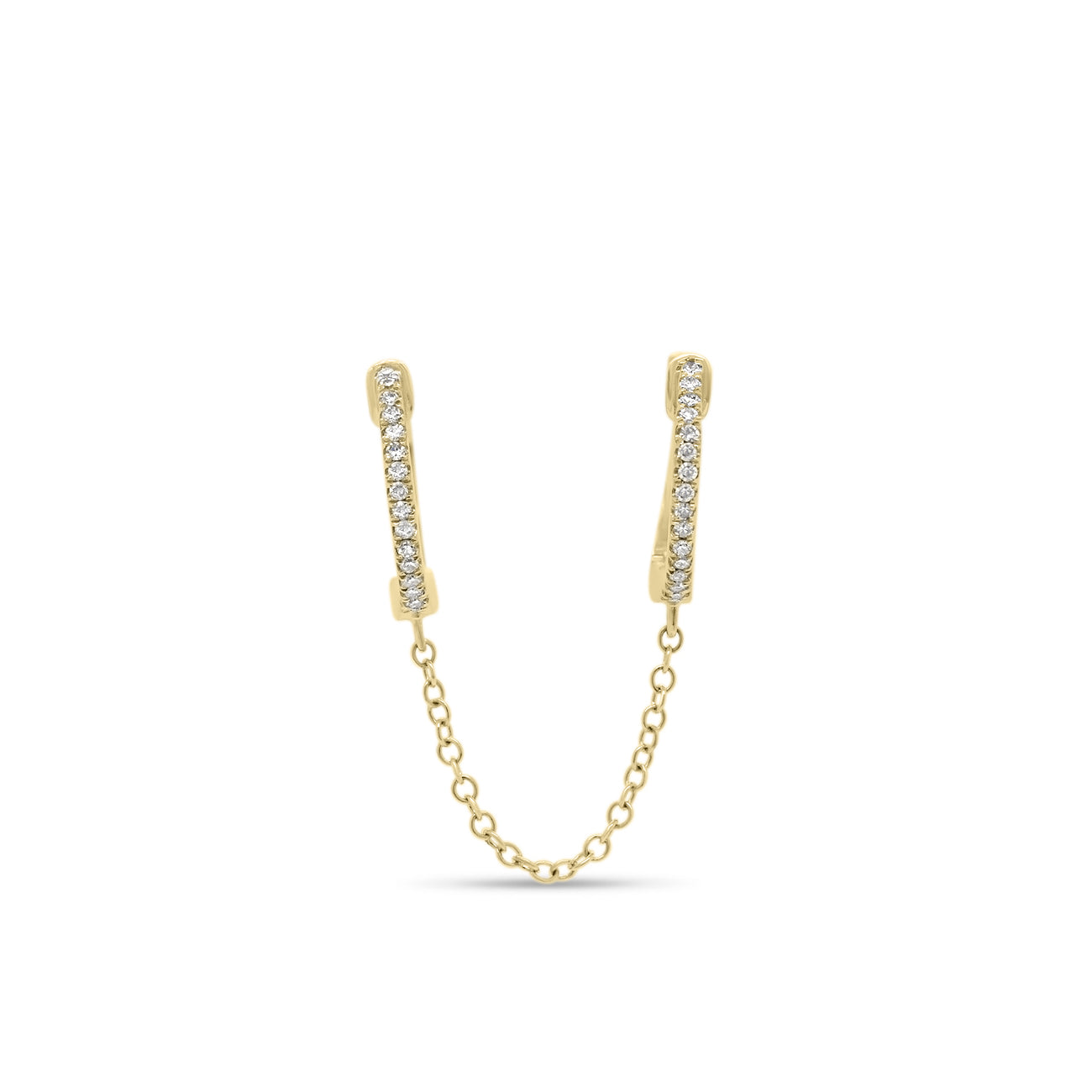Diamond Double-Piercing Huggie Earring - 14K yellow gold weighing 1.54 grams  - 30 round diamonds totaling 0.14 carats